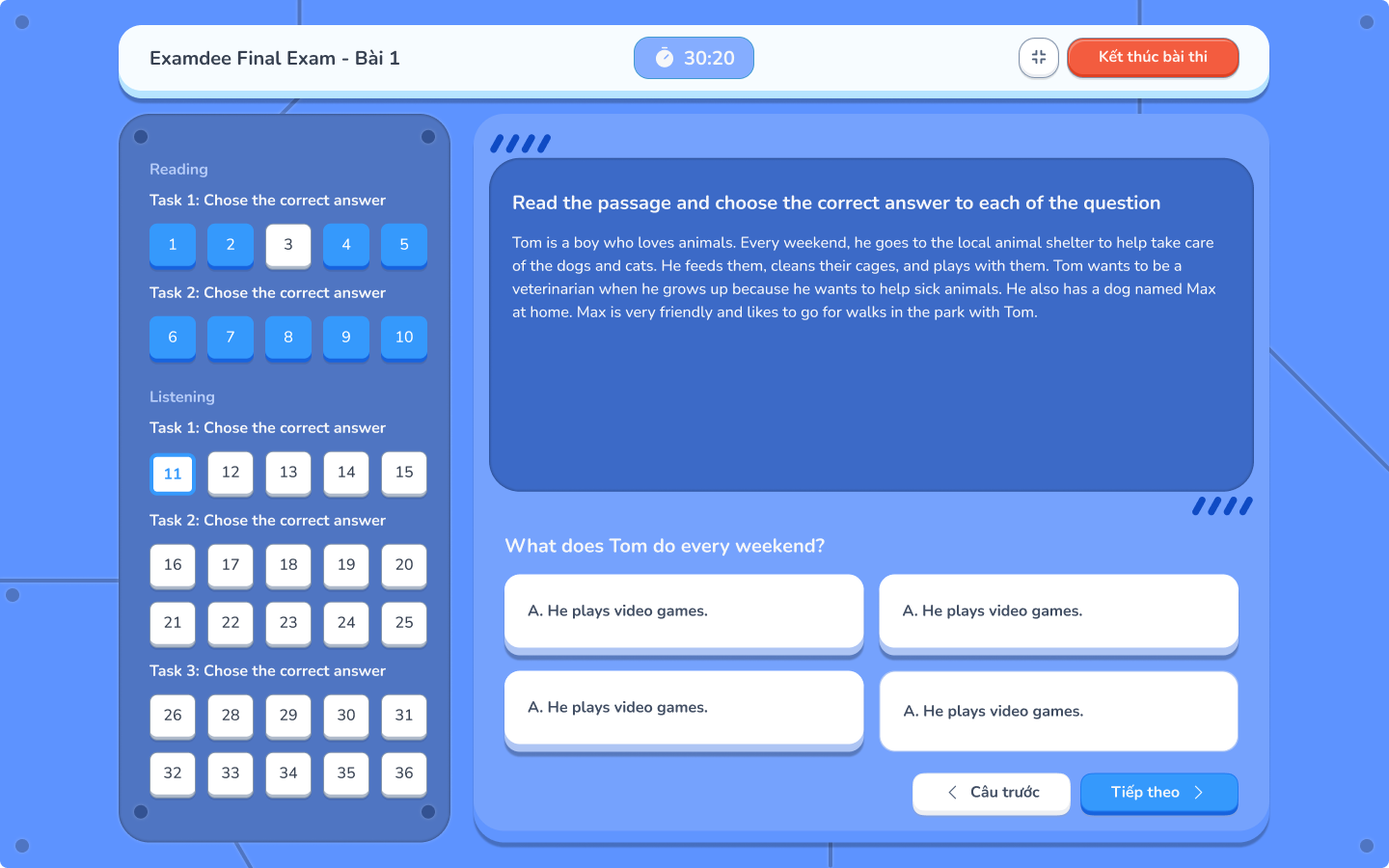 Speaking exam interface