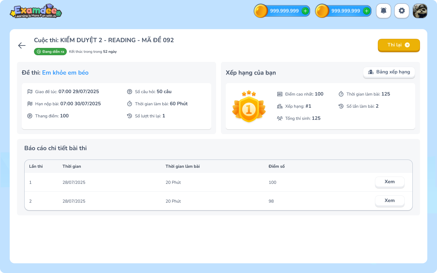 Exam Result Detail